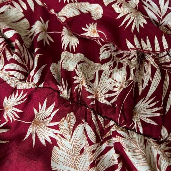 BLOOMCHIC Red and Cream Tropical Print Wrap V-Neck Split Hem Dress Size 20 - Picture 8 of 12